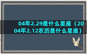 04年2.29是什么星座（2004年2.12农历是什么星座）