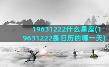 19631222什么星座(19631222是旧历的哪一天)