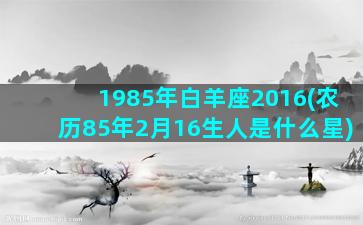 1985年白羊座2016(农历85年2月16生人是什么星)