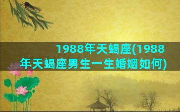 1988年天蝎座(1988年天蝎座男生一生婚姻如何)