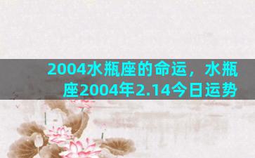 2004水瓶座的命运，水瓶座2004年2.14今日运势