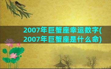 2007年巨蟹座幸运数字(2007年巨蟹座是什么命)