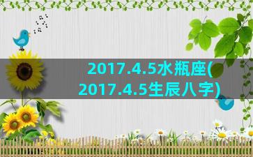 2017.4.5水瓶座(2017.4.5生辰八字)