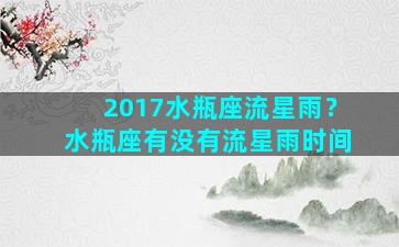 2017水瓶座流星雨？水瓶座有没有流星雨时间