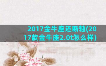 2017金牛座还断轴(2017款金牛座2.0t怎么样)