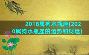 2018属狗水瓶座(2020属狗水瓶座的运势和财运)