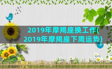 2019年摩羯座换工作(2019年摩羯座下周运势)