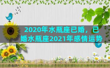 2020年水瓶座已婚，已婚水瓶座2021年感情运势