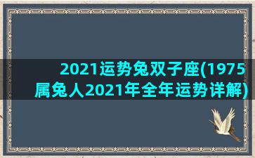 2021运势兔双子座(1975属兔人2021年全年运势详解)