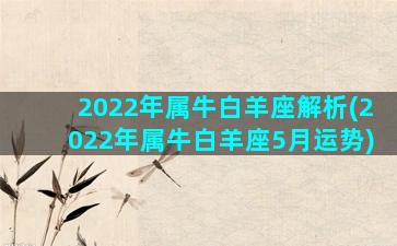 2022年属牛白羊座解析(2022年属牛白羊座5月运势)