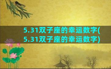 5.31双子座的幸运数字(5.31双子座的幸运数字)