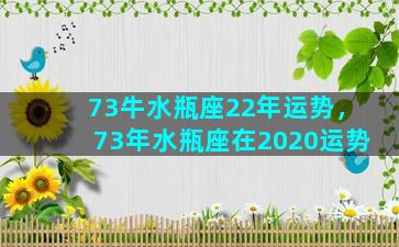 73牛水瓶座22年运势，73年水瓶座在2020运势