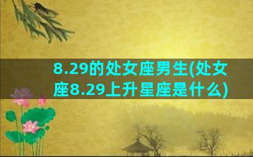 8.29的处女座男生(处女座8.29上升星座是什么)