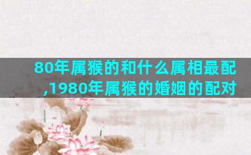 80年属猴的和什么属相最配,1980年属猴的婚姻的配对