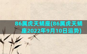 86属虎天蝎座(86属虎天蝎座2022年9月10日运势)