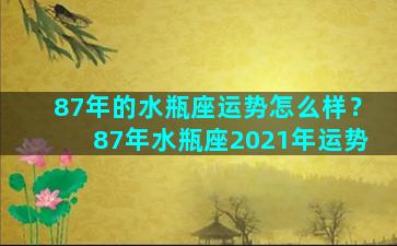 87年的水瓶座运势怎么样？87年水瓶座2021年运势