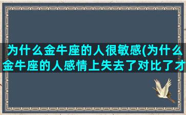 为什么金牛座的人很敏感(为什么金牛座的人感情上失去了对比了才知道前任的好)