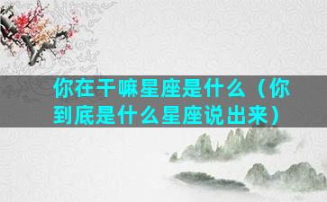 你在干嘛星座是什么（你到底是什么星座说出来）