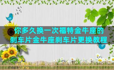 你多久换一次福特金牛座的刹车片金牛座刹车片更换教程