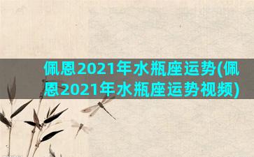 佩恩2021年水瓶座运势(佩恩2021年水瓶座运势视频)