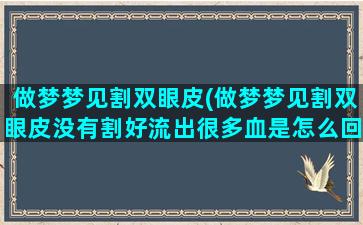 做梦梦见割双眼皮(做梦梦见割双眼皮没有割好流出很多血是怎么回事)