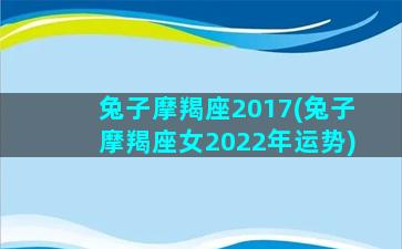 兔子摩羯座2017(兔子摩羯座女2022年运势)