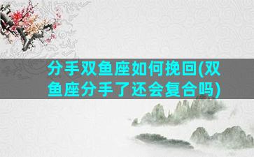 分手双鱼座如何挽回(双鱼座分手了还会复合吗)