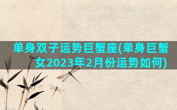 单身双子运势巨蟹座(单身巨蟹女2023年2月份运势如何)