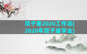 双子座2020工作运(2020年双子座学业)