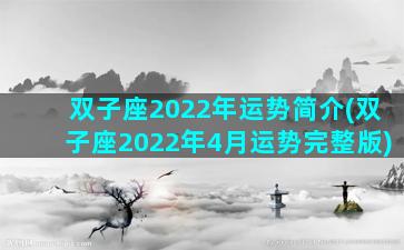 双子座2022年运势简介(双子座2022年4月运势完整版)