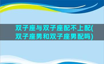 双子座与双子座配不上配(双子座男和双子座男配吗)