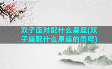 双子座对配什么星座(双子座配什么星座的闺蜜)