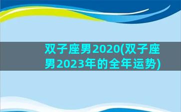 双子座男2020(双子座男2023年的全年运势)