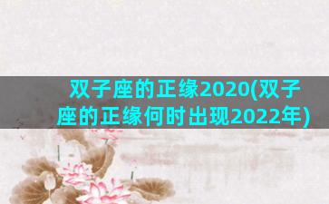 双子座的正缘2020(双子座的正缘何时出现2022年)