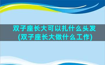 双子座长大可以扎什么头发(双子座长大做什么工作)