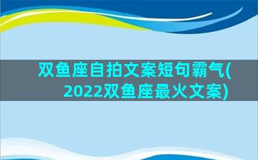 双鱼座自拍文案短句霸气(2022双鱼座最火文案)