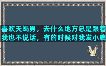 喜欢天蝎男，去什么地方总是跟着我也不说话，有的时候对我发小脾气，怼我，是什么意思