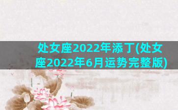 处女座2022年添丁(处女座2022年6月运势完整版)