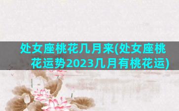 处女座桃花几月来(处女座桃花运势2023几月有桃花运)