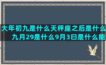 大年初九是什么天秤座之后是什么九月29是什么9月3曰是什么能够嫁的很好的天蝎男最怕什么九月二七是什么端午节生日是什么星座女装电子商务楼(农历大年初九是什么日子)