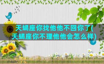 天蝎座你找他他不回你了(天蝎座你不理他他会怎么样)