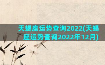 天蝎座运势查询2022(天蝎座运势查询2022年12月)