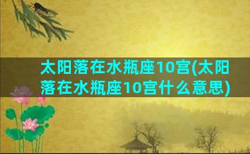 太阳落在水瓶座10宫(太阳落在水瓶座10宫什么意思)