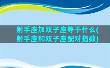 射手座加双子座等于什么(射手座和双子座配对指数)