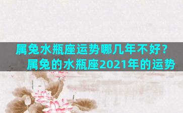 属兔水瓶座运势哪几年不好？属兔的水瓶座2021年的运势