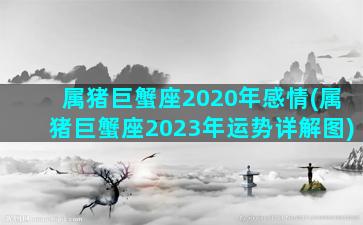 属猪巨蟹座2020年感情(属猪巨蟹座2023年运势详解图)