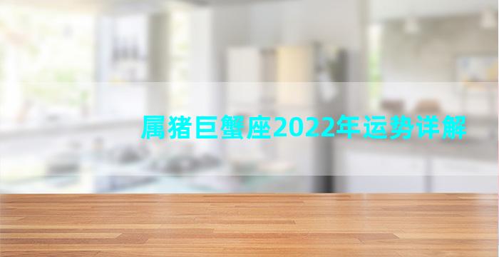 属猪巨蟹座2022年运势详解