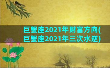 巨蟹座2021年财富方向(巨蟹座2021年三次水逆)