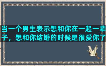 当一个男生表示想和你在一起一辈子，想和你结婚的时候是很爱你了吗