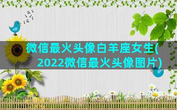 微信最火头像白羊座女生(2022微信最火头像图片)